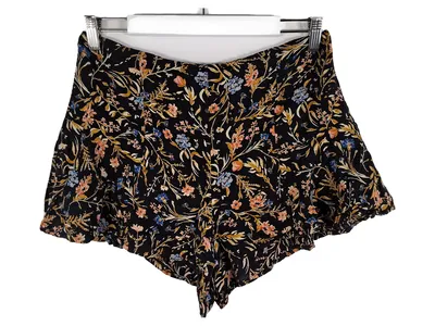 Kimchi Blue Shorts Damen M W29 Schwarz Blumenmuster Bohemian Viskose