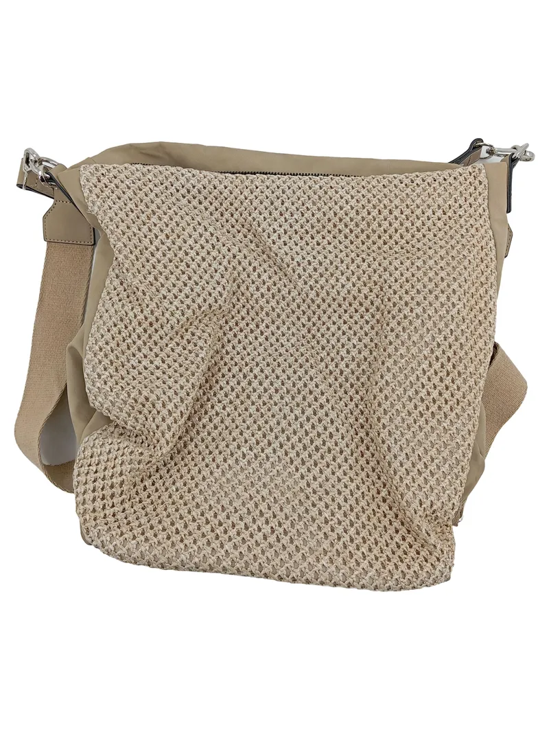 COX Umhängetasche Damen Beige Netzmuster Crossbody Schultertasche 1