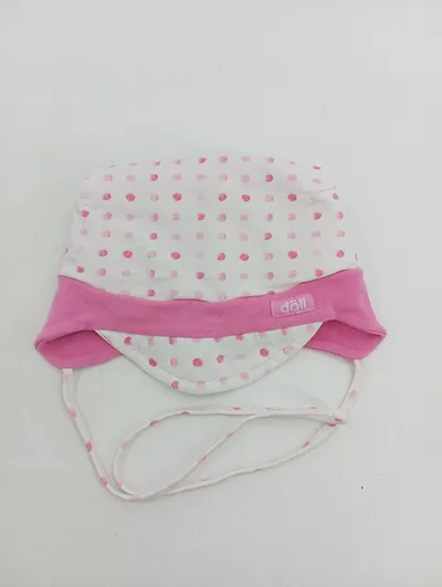 DÖLL Baby Mütze Mädchen Rosa Punkte Bindemütze Baumwolle