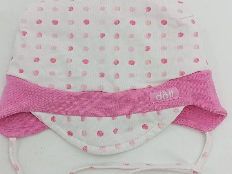 DÖLL Baby Mütze Mädchen Rosa Punkte Bindemütze Baumwolle 2