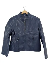Cibyll Damen Lederjacke Gr. 44 Blau Modern Tierdruck Reißverschluss 1