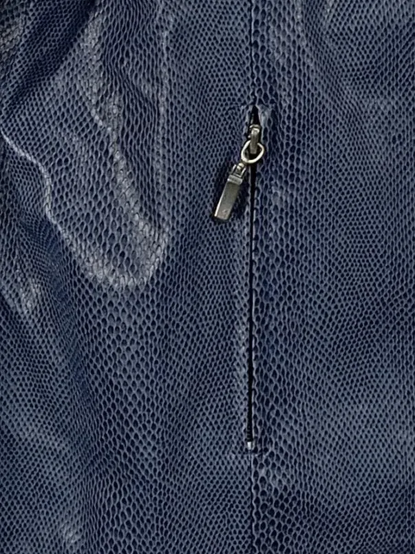 Cibyll Damen Lederjacke Gr. 44 Blau Modern Tierdruck Reißverschluss 3