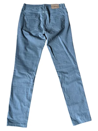 Please Damen Hose Chino Stoffhose Gr. M W29 Oliv Knopfleiste Stretch Casual
