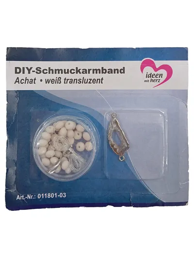 Ideen mit Herz DIY-Schmuckarmband Achat weiß transluzent Bastelset 39-teilig