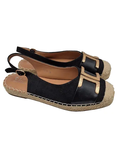 Sergio Todzi Damen Espadrille Elegant Slingpumps Synthetik Schwarz Gr. 39