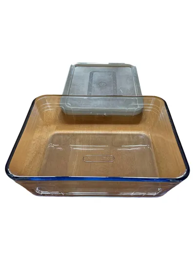 Pyrex Auflaufform Glas 25x20cm Transparent mit Deckel Backform Ofenform