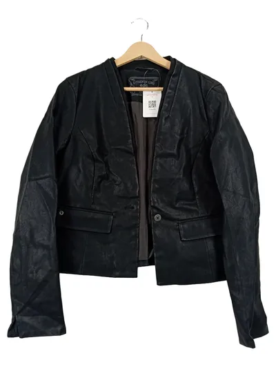 EDC Damen Lederjacke Gr. 42/XL Schwarz Modern
