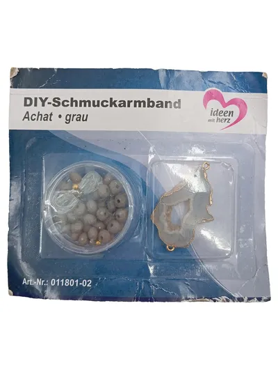 Ideen mit Herz DIY-Schmuckarmband Achat Grau Bastelset Schmuckset