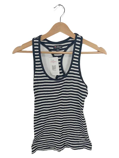 GUESS Damen Top Tanktop Ringerrücken gestreift blau weiß Gr. XS
