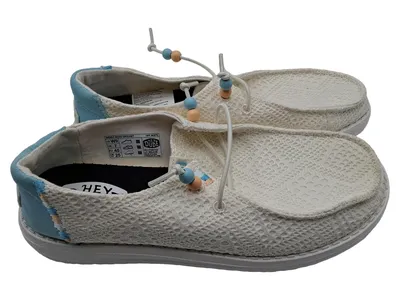 HEYDUDE Wendy Boho Crochet Damen Slipper Weiß Gr. 40 Freizeit Schuhe