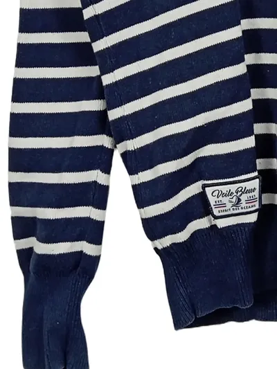 Voile Bleue Damen Pullover gestreift Maritim Knöpfe Gr. L Baumwolle