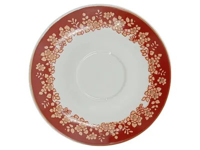 Lettin Unterteller Porzellan 14 cm Rot Vintage Blumenmuster