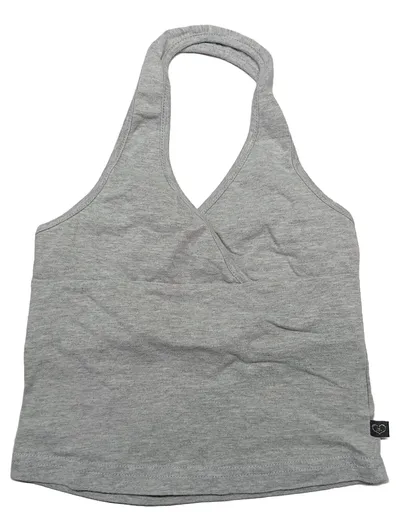 CoolCat Mädchen Neckholder Top Gr. 110 Grau Meliert Ärmellos Baumwolle Freizeit