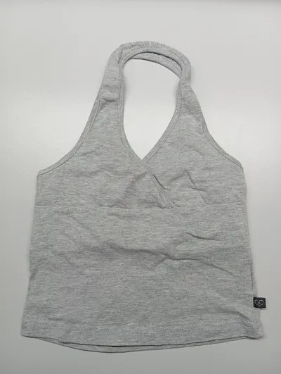 CoolCat Mädchen Neckholder Top Gr. 110 Grau Meliert Ärmellos Baumwolle Freizeit