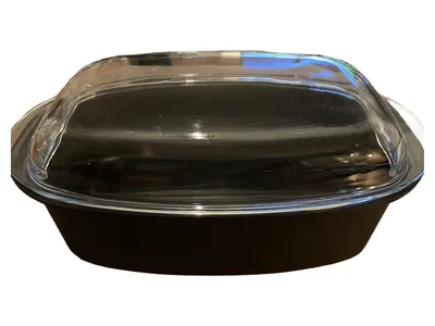WMF Auflaufform Bräter Glasdeckel Metall Schwarz 39x19cm