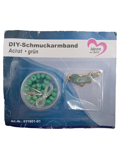 Ideen mit Herz DIY-Schmuckarmband Achat Grün Bastelset Perlen Schmuckstein