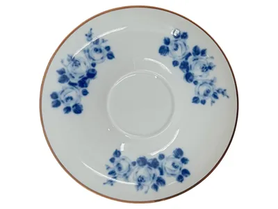 Wallendorfer Porzellan Unterteller Weiß Blaue Rosen 15, 5 cm Klassisch