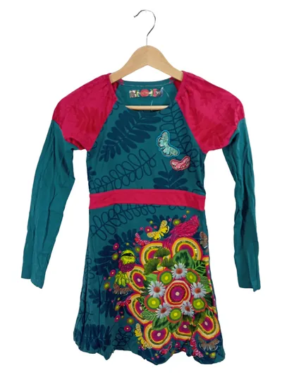 Desigual Mädchen Freizeitkleid Gr. 146 Mehrfarbig Blumenmuster Langarm