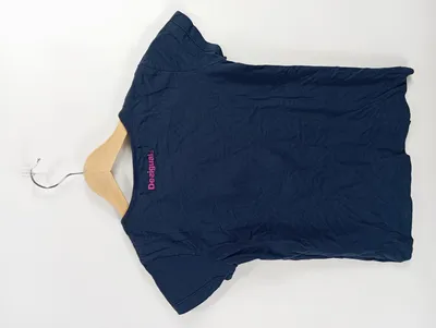 Desigual Kinder T-Shirt Gr. 146 Blau La Vida Es Chula Herz Pailletten
