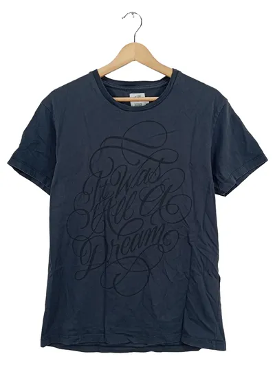 Closed Damen T-Shirt Gr. 38 M Blau Kurzarm Schriftzug Casual 100% Baumwolle