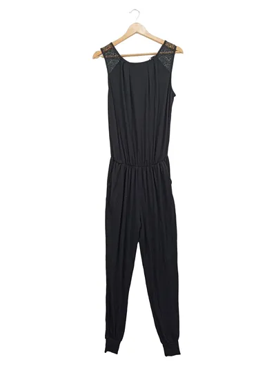 Anna Field Damen Jumpsuit Gr. 36 S Schwarz Casual Spitze Freizeit
