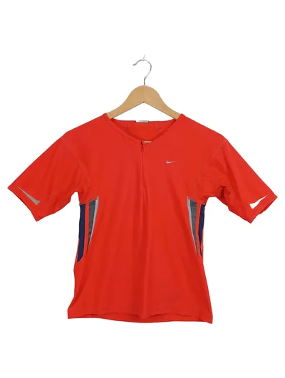 Nike Damen Sport Shirt Rot M Kurzarm Polyester Laufshirt