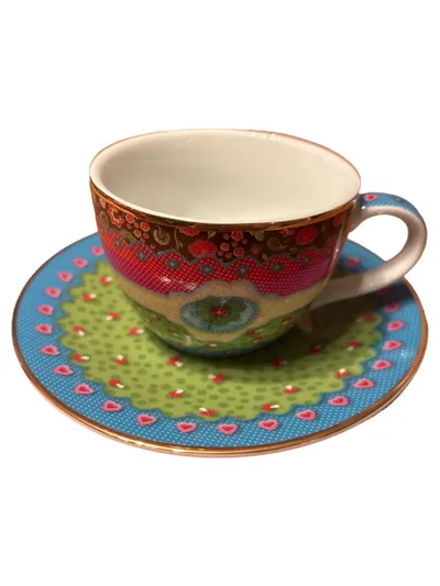 Goebel Eva Maria Nitsche Tasse Untertasse Blumen Porzellan Mehrfarbig 8cm