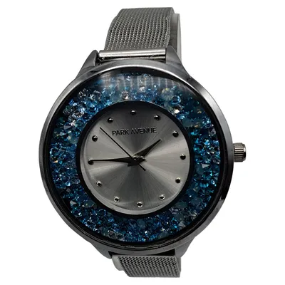 Park Avenue Damen Armbanduhr Silber Mesh-Armband Strasssteine