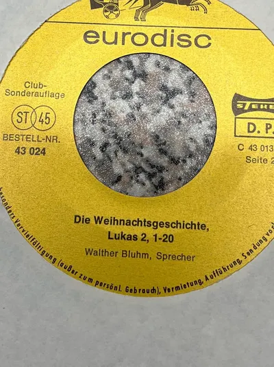 Eurodisc Vinyl Single Die Weihnachtsgeschichte Lukas 2 Walther Bluhm 7"