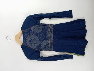 Desigual Mädchen Freizeitkleid Langarm Mandala-Print Blau Gr. 146 Baumwolle