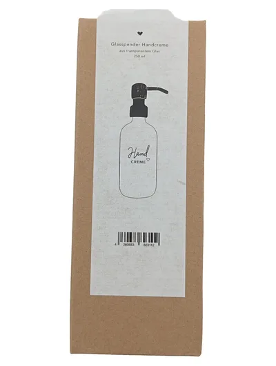 Eulenschnitt Handcreme Seifenspender Glas Pumpe Schwarz Transparent 250ml