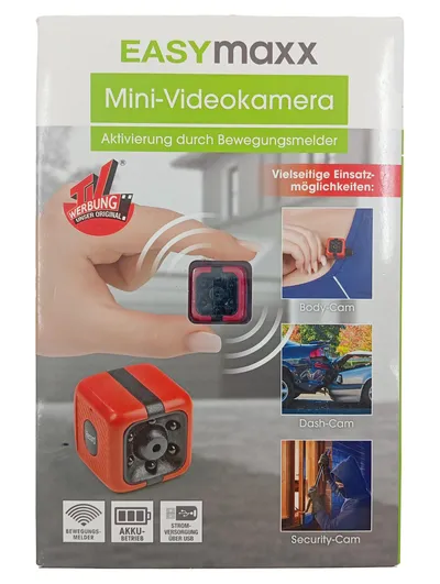 EASYmaxx Mini-Videokamera 04809 Überwachungskamera Bewegungsmelder Akku Rot
