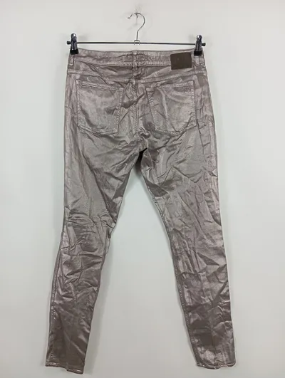 DRYKORN Damen Jeans Skinny Fit Gr. 42 W33 Silber Metallic Glitzer Hose