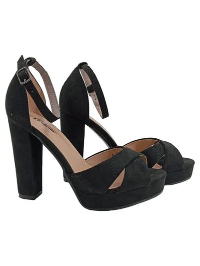 Mulanka Plateau Sandaletten Damen Gr. 38 Schwarz Blockabsatz Elegant Party