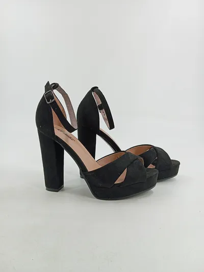 Mulanka Plateau Sandaletten Damen Gr. 38 Schwarz Blockabsatz Elegant Party