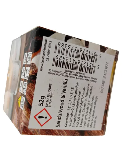 Heart & Home Sandalwood & Vanilla Duftkerze Wachs Braun Naturbezogen