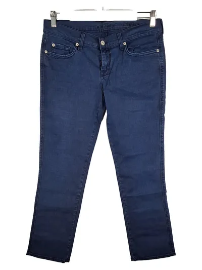 7 For All Mankind Damen Jeans Slim Fit W30 L27 Blau Stickerei Casual