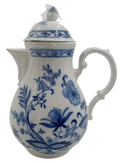 Bavaria Kaffeekanne Blumendekor Blau Weiß 24cm Klassisch