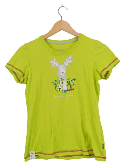 Elkline Damen T-Shirt Unkrautjäti Elch-Motiv Gr. 36/S Grün Baumwolle