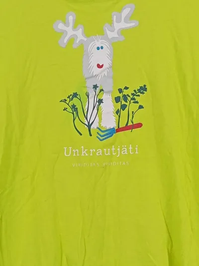 Elkline Damen T-Shirt Unkrautjäti Elch-Motiv Gr. 36/S Grün Baumwolle