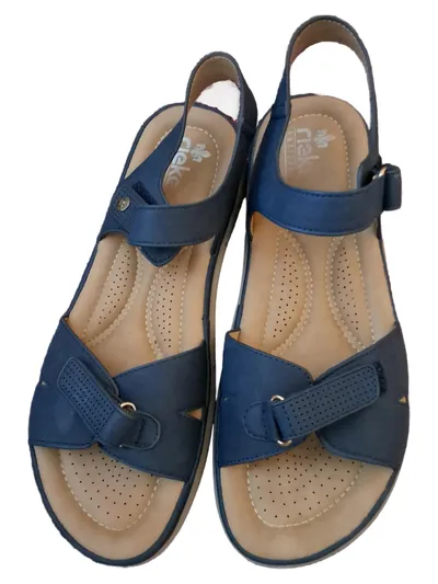 Rieker Sandalen Damen Blau Komfort Klettverschluss Gr. 42.5