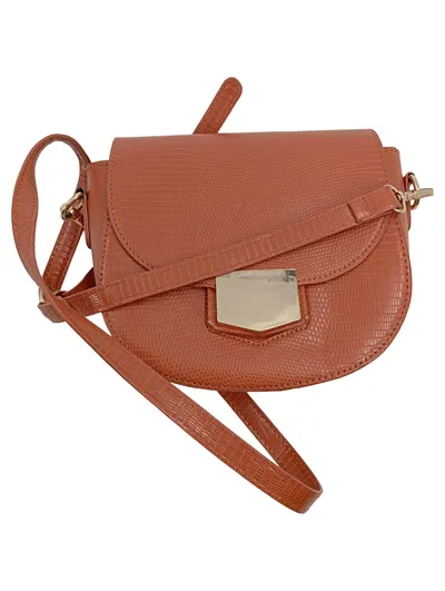 Laura Biagiotti Damen Umhängetasche Orange Kroko-Optik Modern Klein