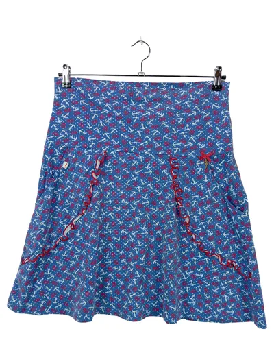 Blutsgeschwister Faltenrock Damen 44 Maritim Anker Blumen Muster Blau