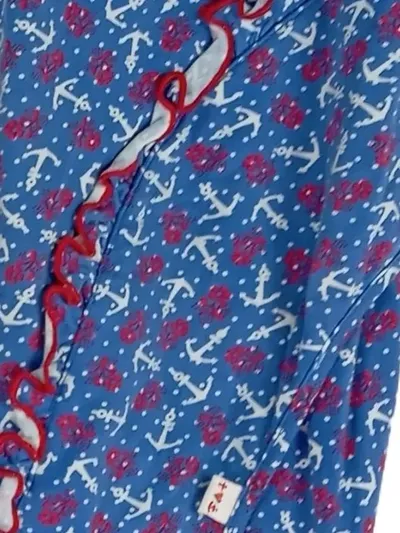 Blutsgeschwister Faltenrock Damen 44 Maritim Anker Blumen Muster Blau