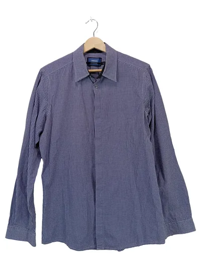 Mexx Herren Business Hemd kariert Blau Gr. 48/M Baumwolle Langarm
