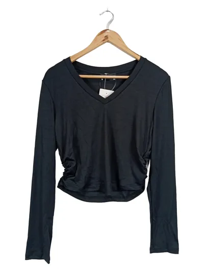 Cider Damen Top Langarm Rippstrick Schwarz Gr. 42/XL Casual