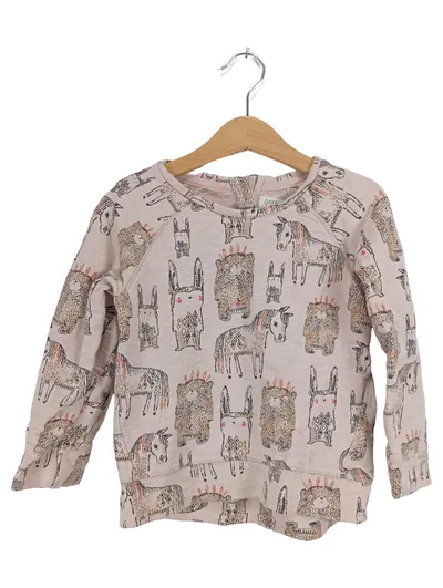 Next Kinder Langarmshirt Tiermotiv Hase Bär Pferd Rosa Gr. 110