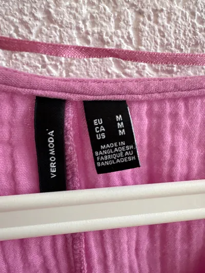 VERO MODA Damen Bluse Rosa Gr. M Baumwolle V-Ausschnitt Casual