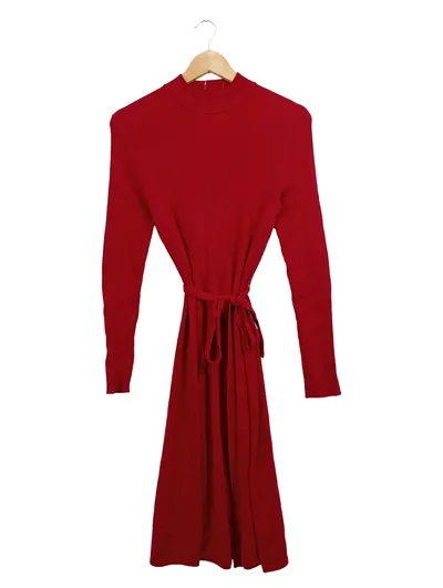 Copo de Nieve Damen Strickkleid Gr. 38 Rot Casual Midikleid Rippstrick