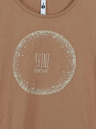 everme Damen T-Shirt Beige XL Casual mit Shine Bright Aufdruck